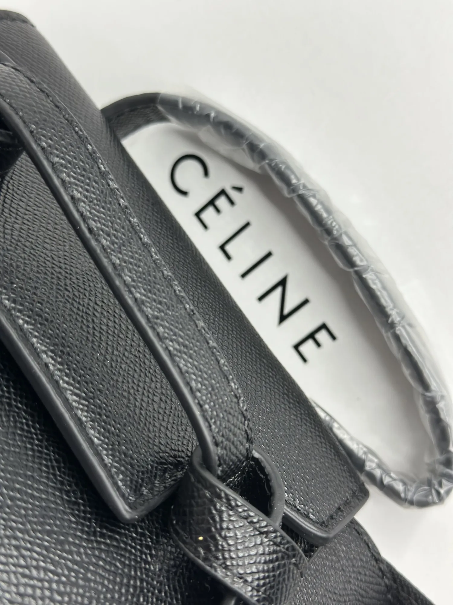 Celine Black Leather Nano Belt Top Handle Bag